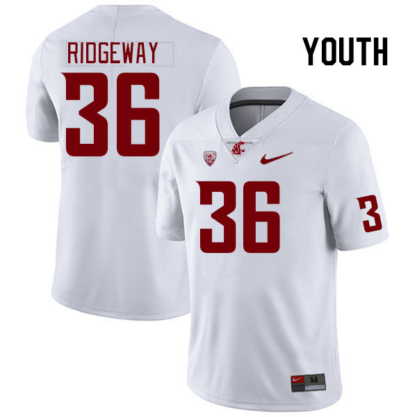 Youth #36 Jalen Ridgeway Washington State Cougars College Football Jerseys Stitched Sale-White - Click Image to Close